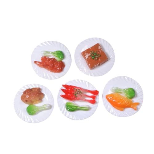 Milisten 5 Stück Teiliges Große Chinesische Essensmodelle Puppenhaus Realistische Miniatur Lebensmittel Dekoration Sicher Langlebig Praktische Küchenrequisite für Fotografie von Milisten