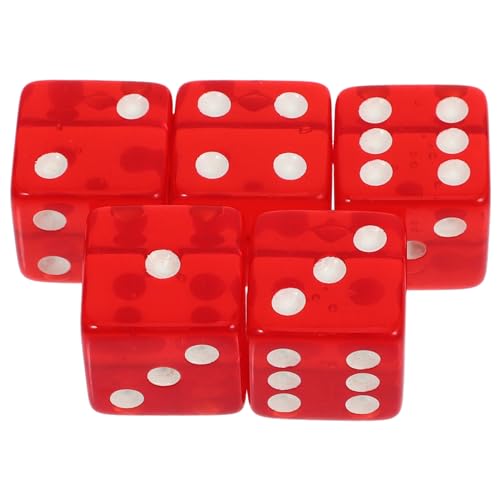 Milisten Rote Transparente Acryl Würfel 19mm – 5 Stück Spiel Würfel Requisiten für Brettspiel Party Spiele und Zahlenwürfel von Milisten