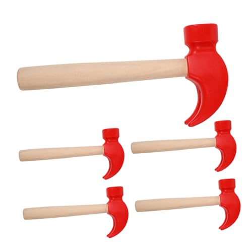 Milisten 5 Stück Teiliges Holzhammer für Montessori Motorik Entwicklung Realistisches Werkzeugspiel Roter Holzhammer für Kleinkinder von Milisten