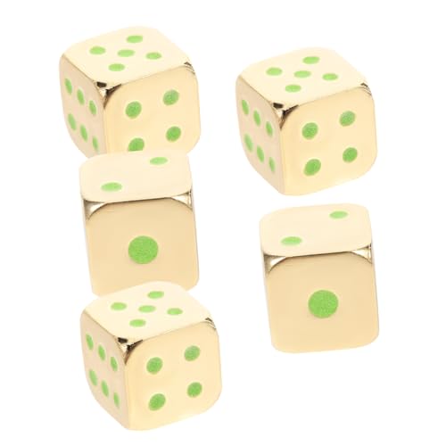 Milisten 5 Stück Teiliges Metall Würfelset Goldene Leuchtende Zahlenwürfel für Tischspiele Partyspiel Zubehör mit Abgerundeten Ecken und Glatter Oberfläche für Brettspiele und Bar von Milisten