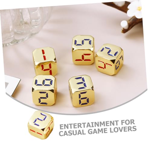 Milisten 5 Stück Teiliges Metall Würfelset Goldfarbene Zahlenwürfel mit Abgerundeten Ecken für Brettspiele Partyspiele und RPG Leichte Langlebige Spielwürfel für Zuhause und Unterwegs von Milisten