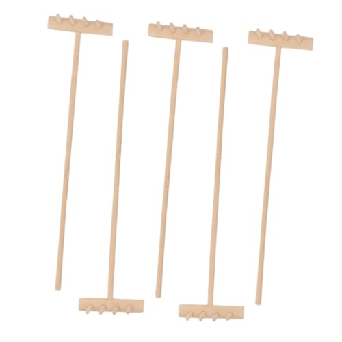 Milisten 5 Stück Teiliges Mini Gartenrechen aus Robustem Material Vielseitig für Sandkasten Zen Garten und Teezubereitung Elegante Tischdekoration für Basteln und Puppenhaus Deko von Milisten