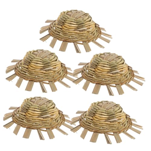 Milisten 5 Stück Teiliges Mini Strohhut Rustikale Miniatur Hüte aus Natürlichem Stroh Vielseitig für Puppendekoration DIY Bastelprojekte Haustier Partyaccessoires Außenø von Milisten