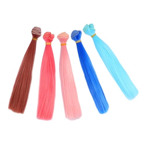 Milisten 5 Stück Teiliges Puppenhaar Glattes Hitzebeständiges Hochtemperatursilikon DIY Haarverlängerungen Weiches Realistisches für Puppenbasteln und Perückenherstellung von Milisten