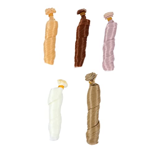 Milisten 5 Stück Teiliges Puppenhaar aus Hitzebeständigem Kunsthaar Handgefertigte DIY Perücken für Puppen Langlebig und Leicht zu Stylen für Puppenherstellung und Individuelles Design von Milisten