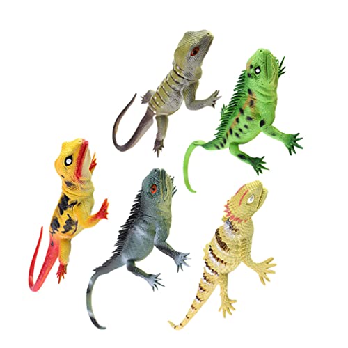 Milisten 5 Stück Teiliges Realistische Eidechsen mit Soundfunktion Kindgerechtes Lernspielzeug Lebensechte Tierfigur für Schreibtischdeko Büro Auto und Stressreduzierendes Quietschen von Milisten