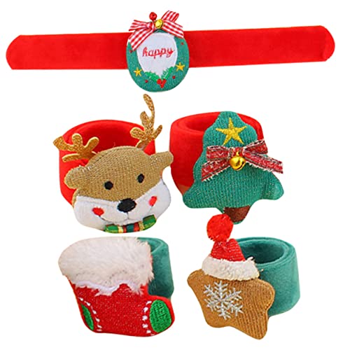 Milisten 5 Stück Weihnachts Slap Armbänder aus Robustem Material Lustiges Kinderspielzeug mit Niedlichem Rentier Verstellbar für Erwachsene für Weihnachtsfeiern und Festtage von Milisten