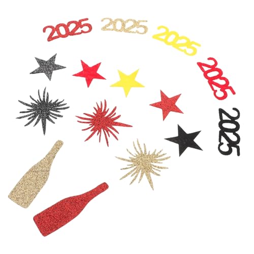 Milisten 50 Stück 2025 Weihnachtsglitter Zum Basteln Deko Banner-tischdecke Für Das Neue Jahr Frohes Neues Jahr Ornamente Konfetti Für Den Tisch Geschirr Zum Thema Neujahrsparty Gefühlt von Milisten