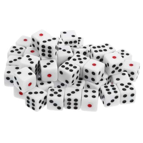 Milisten 50 Stück Acryl Würfel für Brettspiele Glatte Oberfläche Vielseitige Spielwürfel Tragbare Rote Punkt Würfel mit Quadratischen Ecken für Brettspielzubehör und Partyspiele von Milisten