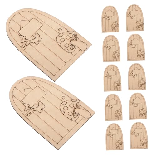Milisten 50 Stück Märchengeschichte Kit Puppenhaus Fee Zubehör Minitür Feenhaus Türdekoration Zubehör Für Feengärten Miniaturtür Moos-Miniatur-Ornament DIY Feentür Fee Gnom Tür Holz Beige von Milisten