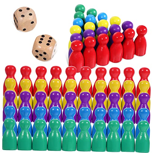 Milisten 50 Stück Schachfiguren aus Holz Zubehör für Brettspiele Brettspielfiguren klein drinnen farbig Brettspiel Schachfiguren chinesisches Schach Schachholz von Milisten