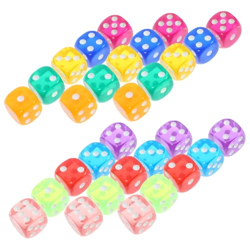 Milisten 50 Stück Transparente Acrylwürfel Runde Ecken für Brettspiele Partyspielzeug Mathe Spiele und Party von Milisten