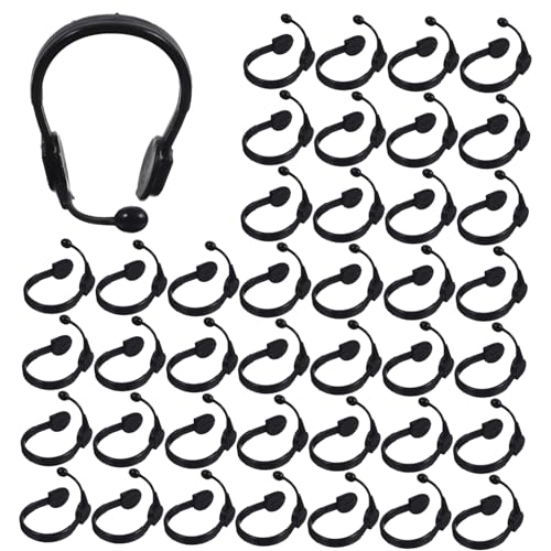 Milisten 50 Stücke Puppenhaus Schwarz Micro Landschaft Dekoration Kunststoff Puppe Mini Headset DIY Mikrofon Headset Requisiten von Milisten