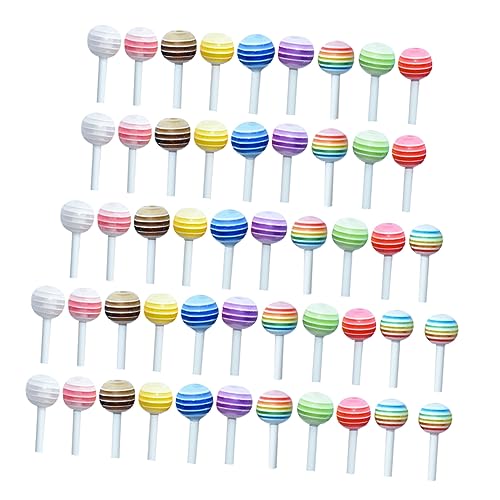 Milisten 50Stücke Mini Lutscher Dekorationen Farbenfrohe Lollipop Modelle für Puppenhaus Realistische Miniaturen Zubehör für Kreative DIY Projekte von Milisten