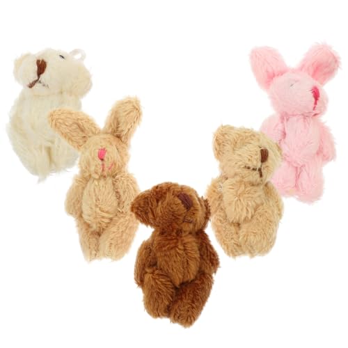 Milisten 5St Puppenhauspuppe Miniatur- Tortenaufsatz mit Kappe Spielzeug Plüschtier Modelle Ornament Puppenhaus Miniaturbär Mini-Kaninchenpuppen Teddybär Plüschpuppe von Milisten
