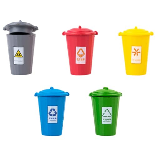 Milisten Kleiner Mülleimer Satz 5 Stücke Niedlicher Dekorativer Abfalleimer für Puppenhaus Sandtisch Ornament Kreatives Tischaccessoire Kompatibel mit Kleiner Häusern von Milisten