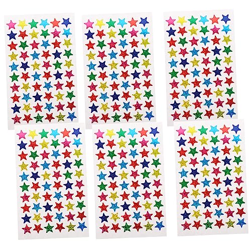 Milisten 6 Blätter Holographische Stern Aufkleber Bunte Selbstklebende Belohnungssticker für Bastelprojekte Partys und Lehrmaterialien Durchmesser von Milisten