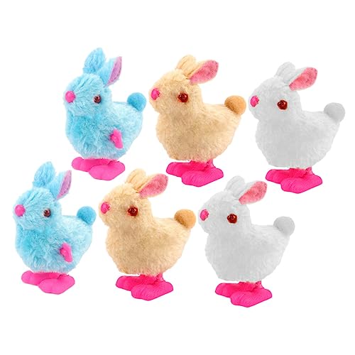 Milisten Aufziehbares Plüsch Kaninchen Spielzeug für Kinder 6 Stücke Bunte Hasen Designs Party Spielzeug und Ostergeschenk Fördert Hand Auge Koordination von Milisten