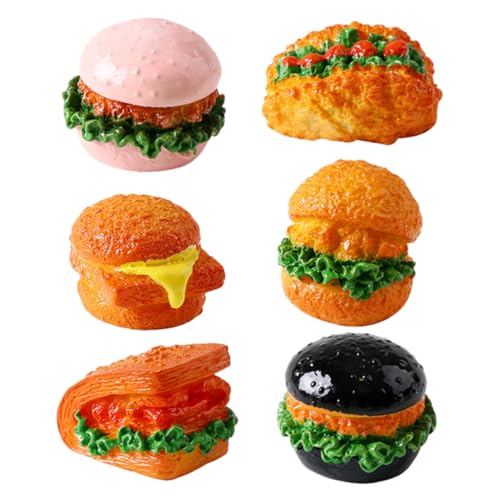 Milisten 6 Stück Burger-Modell winzige Burgerskulptur Essensrequisiten gefälschtes Ausstellungsmodell Dollhouse Decor kleine Lebensmitteldekoration Miniaturen kleines Hamburgermodell Harz von Milisten