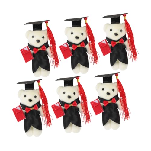 Milisten 6 Stück Dr. Bärenpuppe Blumenstraußverzierungen tragen Bärenschmuck für Blumenstrauß Dekoration kinderzimmer puppenspielzeug Mini-Kuscheltierpuppe zum Abschluss Absolvent Stoffbär von Milisten