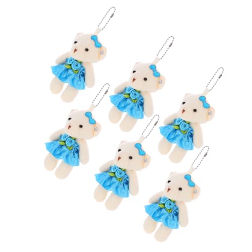 Milisten 6 Stück Hochzeitsbär- Schlüsselanhänger Bärenanhänger ausgestopfter Kleiner Bär Bärenverzierung Cartoon-Bär-Puppe kleine Bären Stoff Blue von Milisten