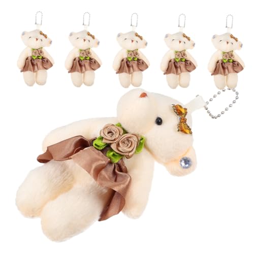 Milisten 6 Stück Hochzeitsbär- Winziges Bärendekor Schlüsselbund Mini-bären- Kleine Bärenpuppen Multifunktionale Bärenfiguren Cartoon-Puppe Plüsch Light Brown von Milisten