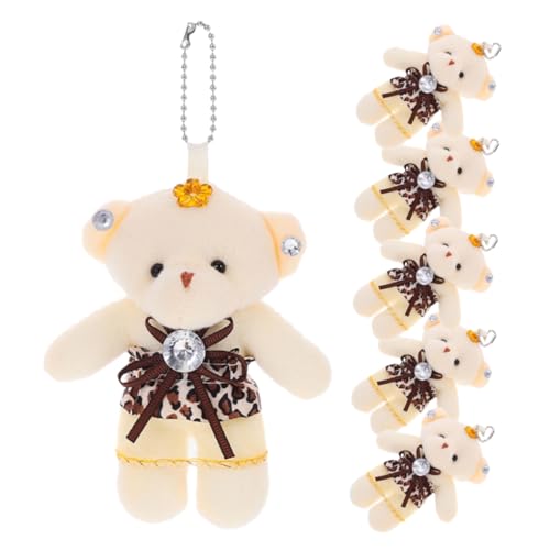 Milisten 6 Stück Hochzeitsbär- kleine Bären Multifunktionaler Bärenanhänger Mini-Bärenfiguren tragen Schlüsselanhänger Mini-Bär- Plüsch Brown von Milisten