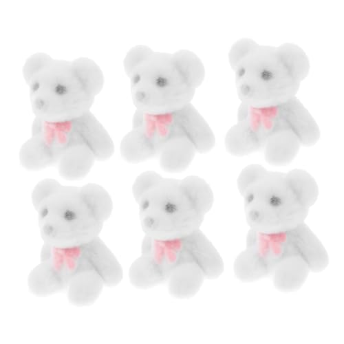 Milisten 6 Stück Mini-Bärpuppe Party Hochzeit Dekoration Party Dekoration Festliche Dekorationen Hochzeitsgeschenk Minibären Masse Mini-Flockbären kleine Bären PVC Weiß von Milisten