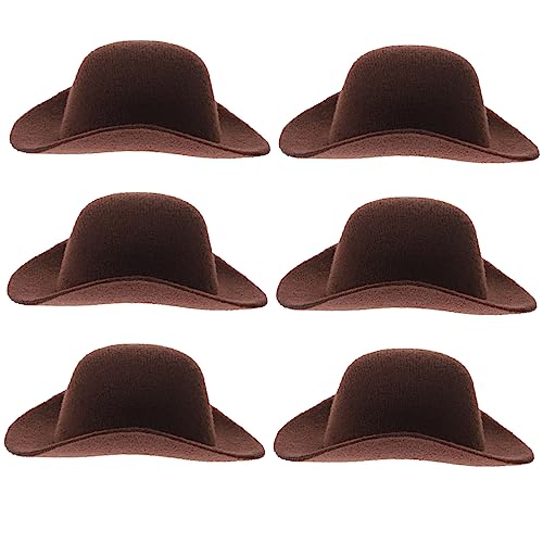 Milisten 6 Stück Mini Cowboy Hat Accessoires kleine Hütchen zum Basteln Mini-Hüte für Puppenhäuser Minipuppenhüte zum Basteln Puppenhut- Mini-Hut Stoff Light Brown von Milisten
