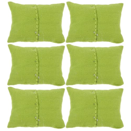Milisten 6 Stück Mini -Sofa -Kissen Miniaturkissen winzige Kissen Mini-Wurfkissen Couch Mini-Kissen Zubehör für Puppenhäuser Miniaturspielzeug für Puppenhaus Stoff Green von Milisten