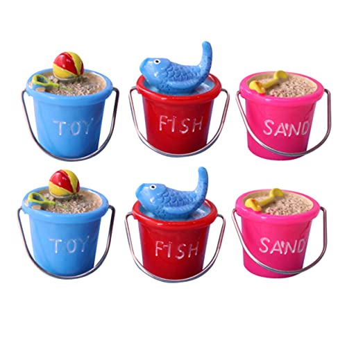 Milisten 6 Stück Mini Strand Eimer Niedliche Strand Wasser Eimer Deko für Sukkulenten und Sandtisch Modelle DIY Mikrolandschaftszubehör Rot Blau Rosé von Milisten