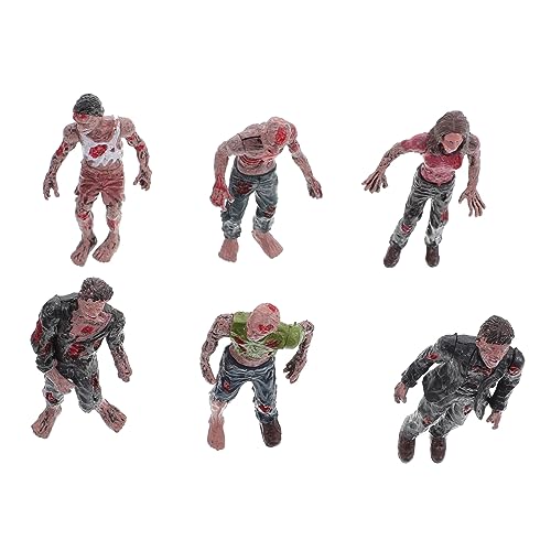 Milisten 6 Stück Mini Zombie Figuren Gruselige Puppen für Halloween Deko Realistische Zombie Modelle Hochwertige Kunststoffmaterialien Kreative Layout Figuren für Fotografie von Milisten