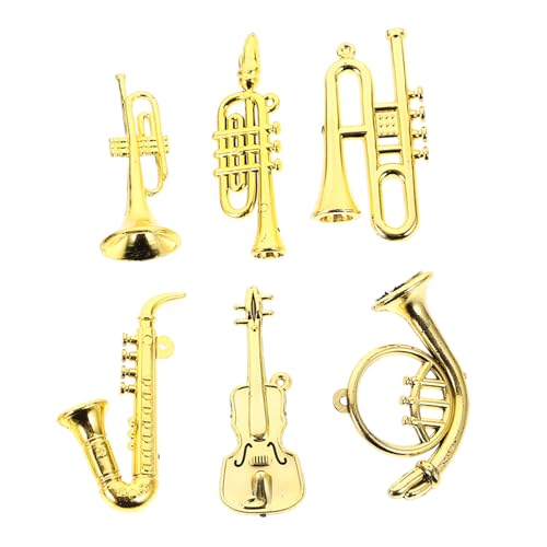 Milisten 6 Stück Puppenhaus Miniaturen Trompete Realistisch Weihnachten Klein Party Musical Instrument Puppenhausverzierung Miniaturen Für Puppenhaus Puppenhauszubehör Plastik Golden von Milisten