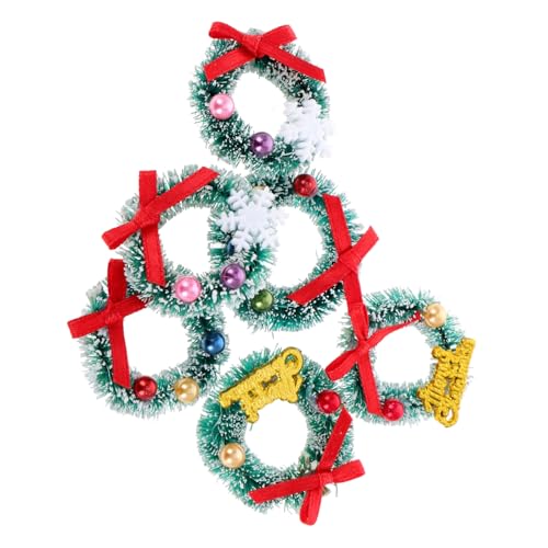Milisten 6stücke Miniatur Weihnachtskränze Für Puppenhäuser Dekorative Mikrolandschafts-deko Für Weihnachten Für Fenster Bäume Und Mini-Weihnachtsbaum-Dekorationen von Milisten