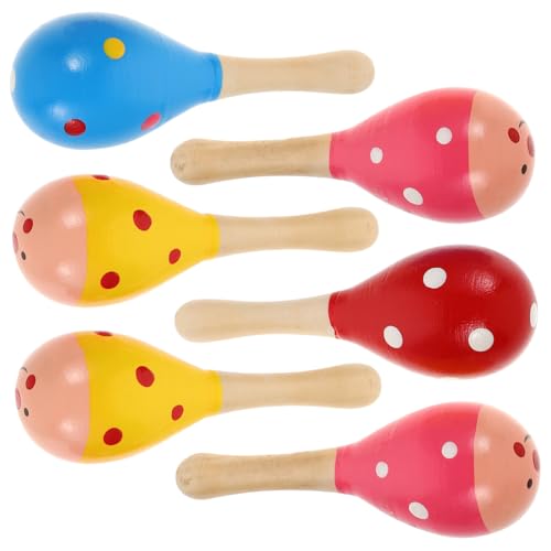 Milisten 6 Stück Sandhammer Aus Holz Kleinkind Maracas Sandkugel-schlaginstrument Eierschüttler Shaker-Instrument Instrumente Maracas Für Hölzerne Maracas Sandhammer von Milisten