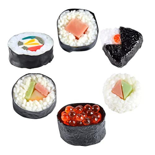 Milisten 6 Stück Sushi -modellrequisiten Sushi -Figur Sushi -Produkte Simulationsfutter Sushi-Roller Lebensechtes Essen Künstliches Sushi Zur Auslage Sushi Gehen Dein PVC von Milisten