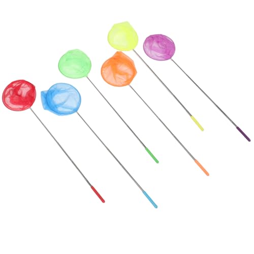 Milisten 6 Stück Teiliges Ausziehbares Leichtes Edelstahl gartenspielzeug mit Nylonnetz Verstellbar zum Fangen von Insekten Schmetterlingen und Kleinen Fischen für Outdoor spielspaß von Milisten