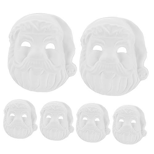 Milisten 6 Stück Teiliges Diy Santa Claus Papiermasken Weiße Pappmaché Masken zum Bemalen Leichte Weihnachtsmann Masken für Karneval Party Schule und Fasching von Milisten