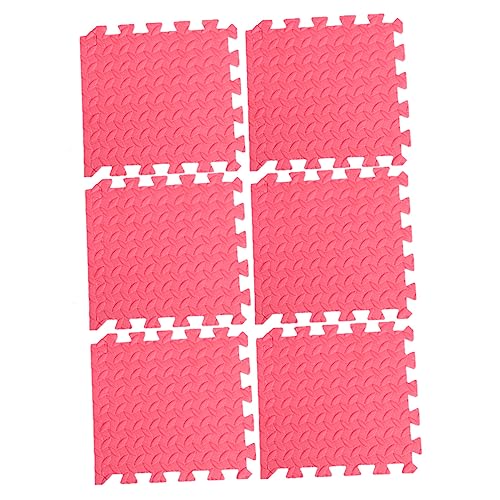 Milisten 6 Stück Teiliges Eva Puzzlematte mit Blätterstruktur rutschfeste Bodenfliesen für Vielseitig Einsetzbar für Spielbereiche und Wohnräume Rot von Milisten