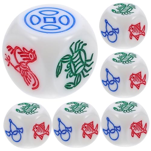 Milisten 6 Stück Teiliges Fish Shrimp Crab Würfelset aus Resin Party Glücksspiel Würfel für Tischspiele und Festlichkeiten Leicht Langlebig für Familien und Freundestreffen von Milisten