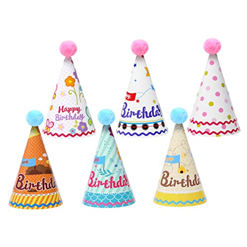 Milisten 6 Stück Teiliges Geburtstagshüte aus Papier für Kinderfeste Kreative Partydeko und Fotorequisiten für Jungen für Feiern und Festliche Anlässe von Milisten