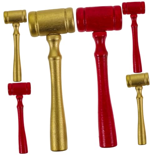 Milisten 6 Stück Teiliges Holzrichterhammer Auktionshammer mit Klarer Klangfunktion Ergonomischer Griff Vielseitig für Auktionen Gerichtsrollenspiele und Kinderspielzeug Dunkelrot von Milisten