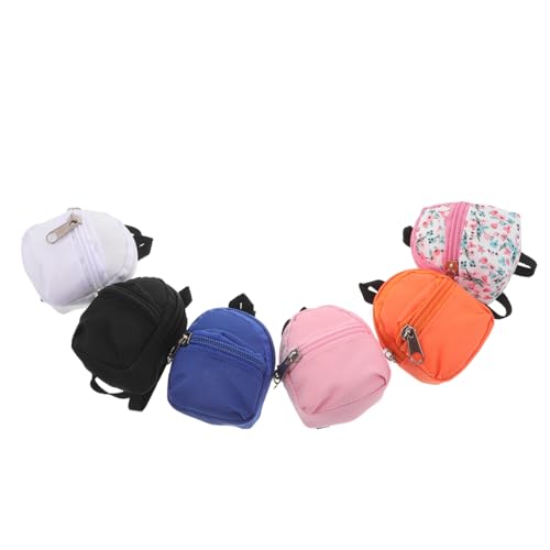 Milisten 6 Stück Teiliges Mini Puppenrucksack- Leichte Stoff-Schulranzen mit Reißverschluss Langlebig und Pflegeleicht Passend für Mini-Puppen für Puppenhaus Rollenspiele und Unterwegs von Milisten