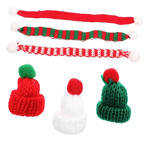 Milisten 6 Stück Teiliges Mini Weihnachtsmützen aus Weichem Wollgarn mit Passenden Schals für DIY Basteln Handarbeit Smartphone Hüllen und Kreative Weihnachtsdeko für Erwachsene von Milisten