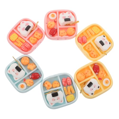 Milisten 6 Stück Teiliges Miniatur Sushi Bento aus Langlebigem Resin Detailgetreue Miniatur Lunchbox Dekorationen für Puppenhaus Vielseitige Mini Food Props für Kreative DIY Projekte und von Milisten