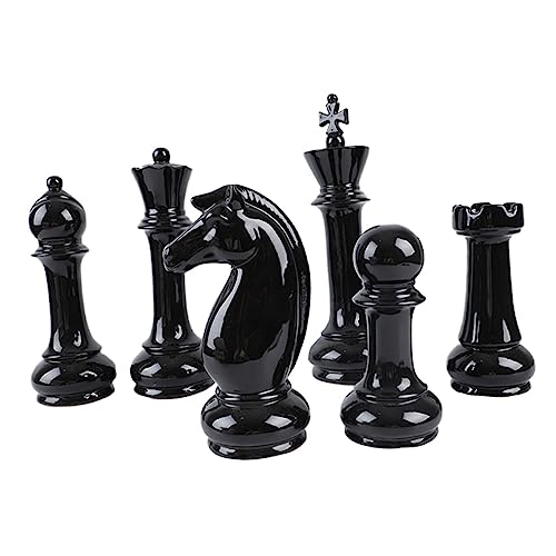 Milisten 6 Stück Teiliges Schwarze Keramik Schachfiguren Ornament für Wohnzimmer und Büro Kunstvolle Tischdekoration Interessante Schachspiel Figuren und Langlebig Milisten 6 Stück Teiliges Schwarze Keramik Schachfiguren Ornament für Wohnzimmer und Büro Kunstvolle Tischdekoration Interessante Schachspiel Figuren und Langlebig von Milisten
