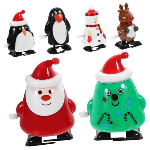 Milisten 6 Stück Teiliges Weihnachts Aufziehspielzeug Set Niedliche Mechanische Weihnachtsmann Figuren Kompakt Handlich Glatte Oberfläche für Familie und Freunde zu Weihnachten und von Milisten