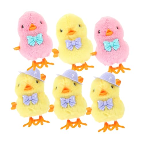 Milisten 6 Stück Teiliges Wind up Küken Plüschtier mit Hüten und Krawatten Lustige Osterdeko Aufziehbare Springküken für Handliche Fördert Geschicklichkeit und Intelligenz von Milisten