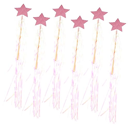 Milisten 6 Stück Weihnachtsbaum Stirnband Engelsstab Mädchenstab Party Engelsstab Feenstab Sternstab Feenstab Party Feenstab Halloween Sternstab Holz Rosa von Milisten