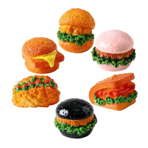 Milisten 6 Teiliges Burger Modell Mini Puppenhaus Zubehör Künstliches Brot Mini Lebensmittel Gefälschte Hamburger Realistische Gefälschte Lebensmittel Simulierte Lebensmittel von Milisten